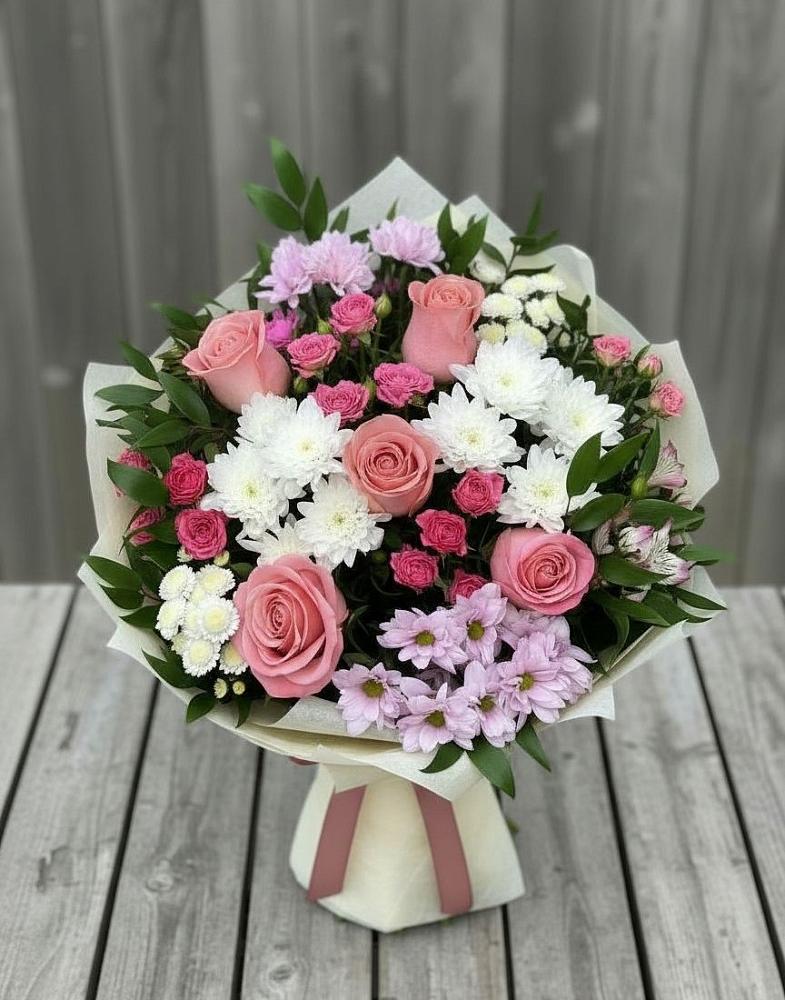 Букет цветов из: Альстромерии, Гвоздики, Розы и Хризантемы в Жердевке