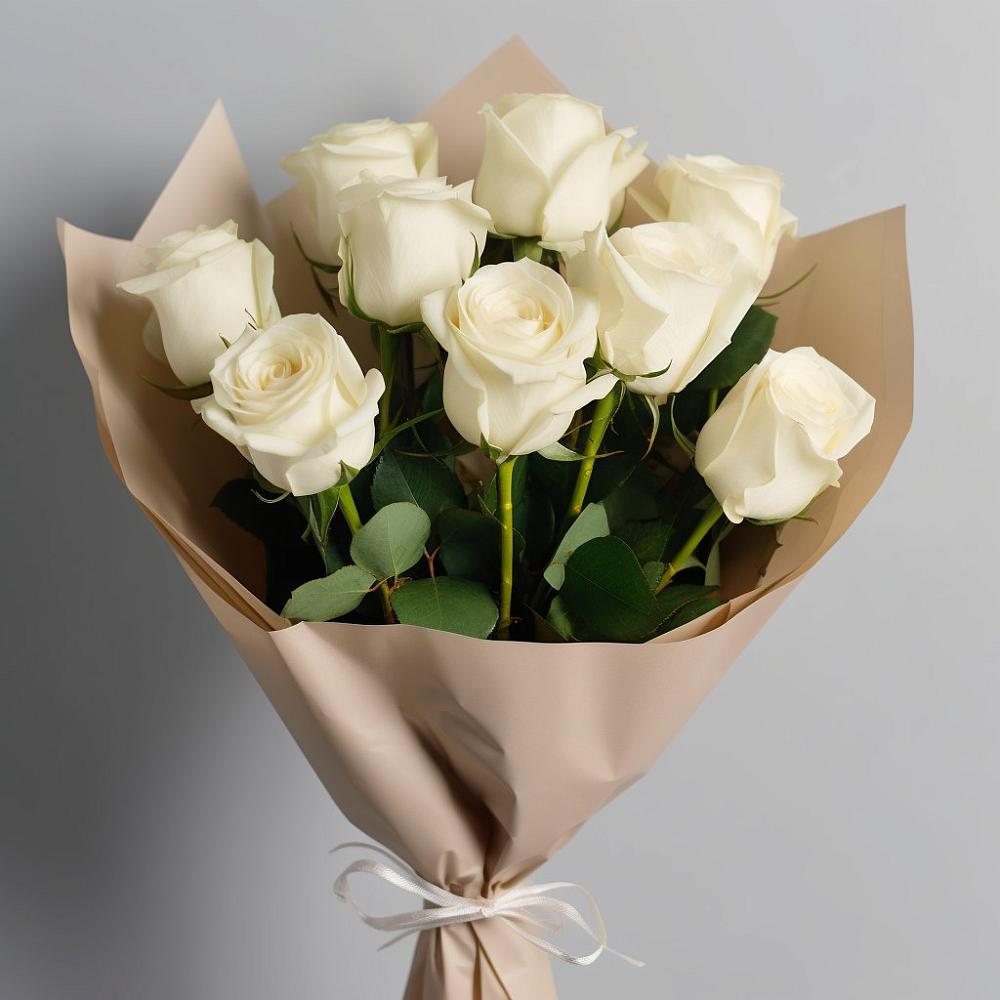 Букет 9 Белых роз Эдлесс Лав в Жердевке