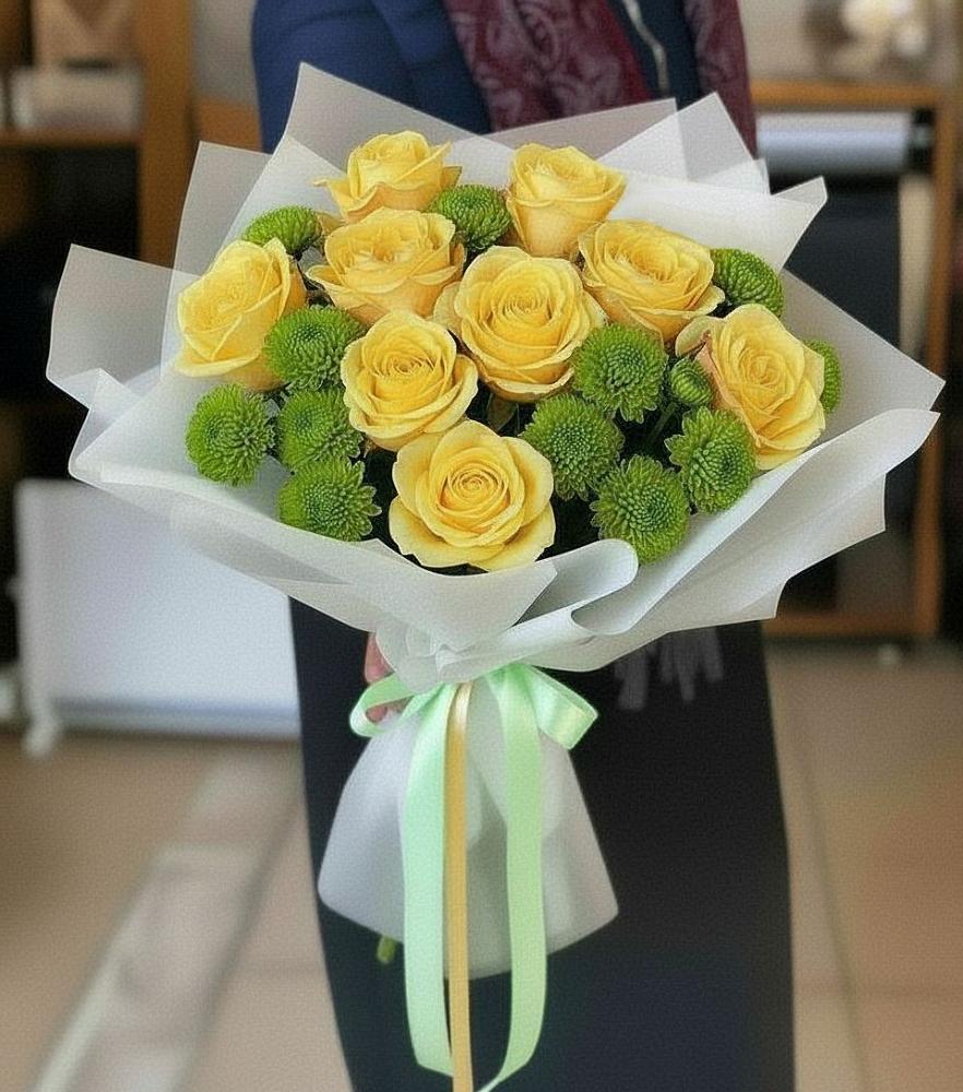 Букет цветов из: Хризантемы и Розы в Жердевке