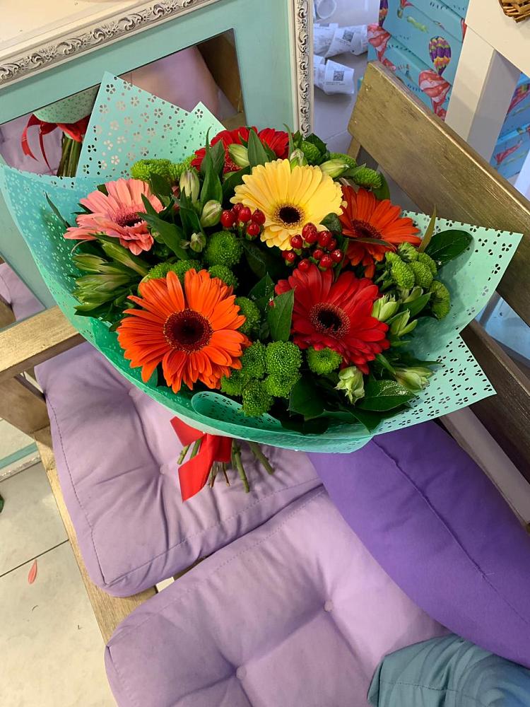 Букет цветов из: Герберы, Хризантемы и Альстромерии в Жердевке