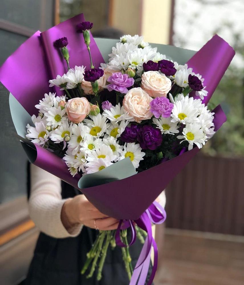 Букет цветов из: Хризантемы, Гвоздики и Розы в Жердевке