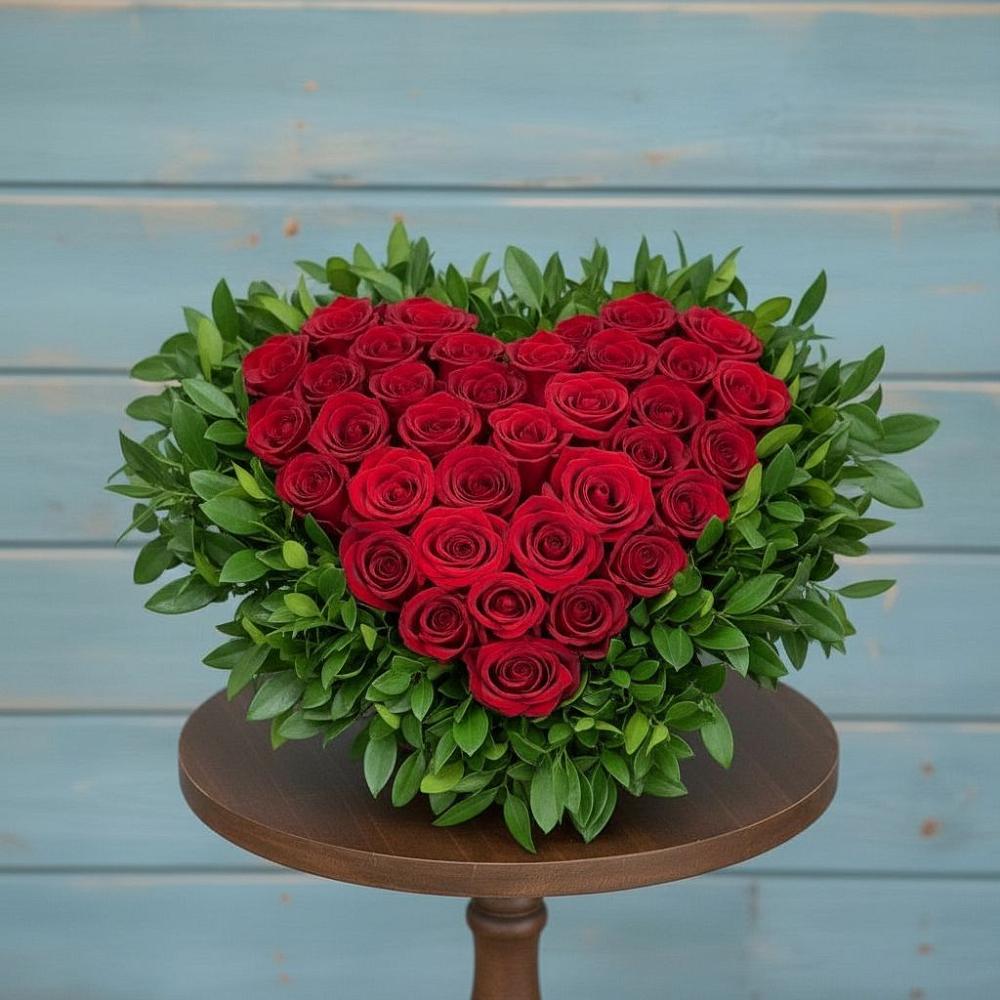 Цветочная композиция из Розы в виде сердца в Жердевке