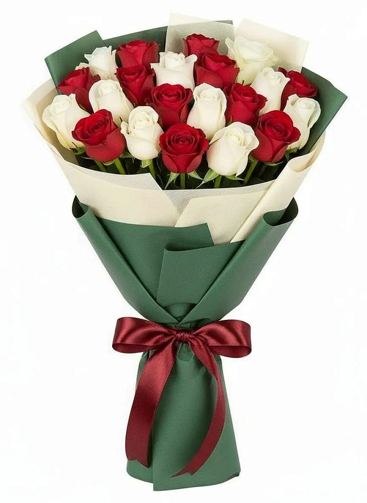 Букет Микс из красных и белых роз в Жердевке