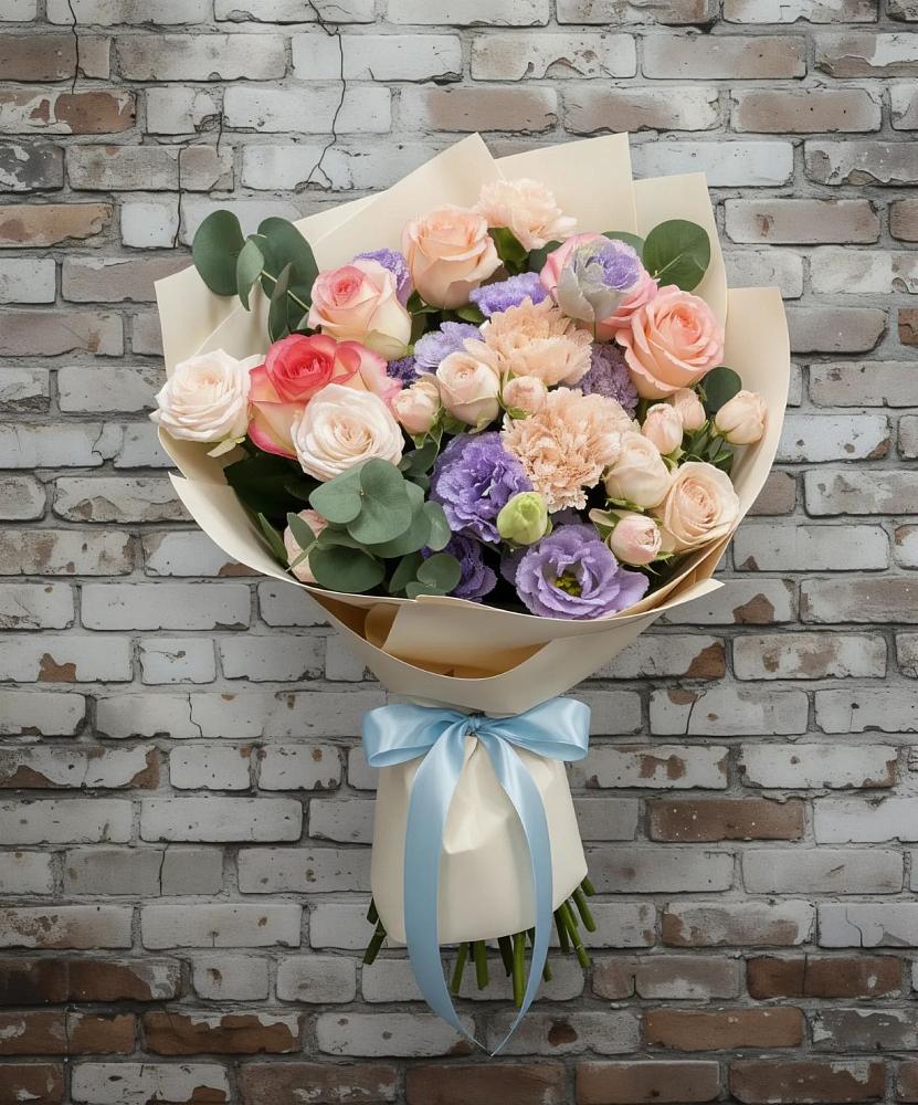 Букет цветов из: Розы, Лизиантусы и Гвоздики в Жердевке