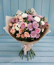 Букет цветов из:  Хризантемы, Розы и Альстромерии в Жердевке