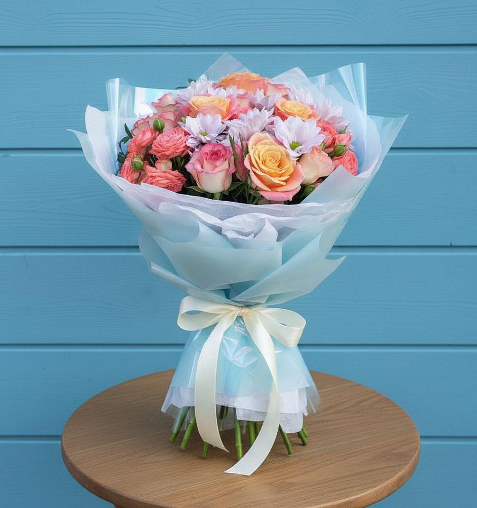 Букет цветов из: Хризантемы и Розы в Жердевке