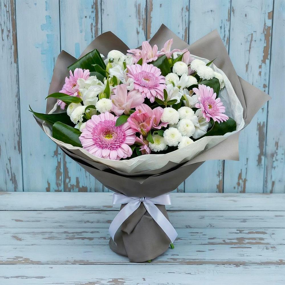 Букет цветов из: Герберы, Альстромерии и Хризантемы в Жердевке