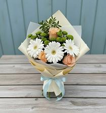 Букет цветов из:  Герберы, Розы и Хризантемы в Жердевке