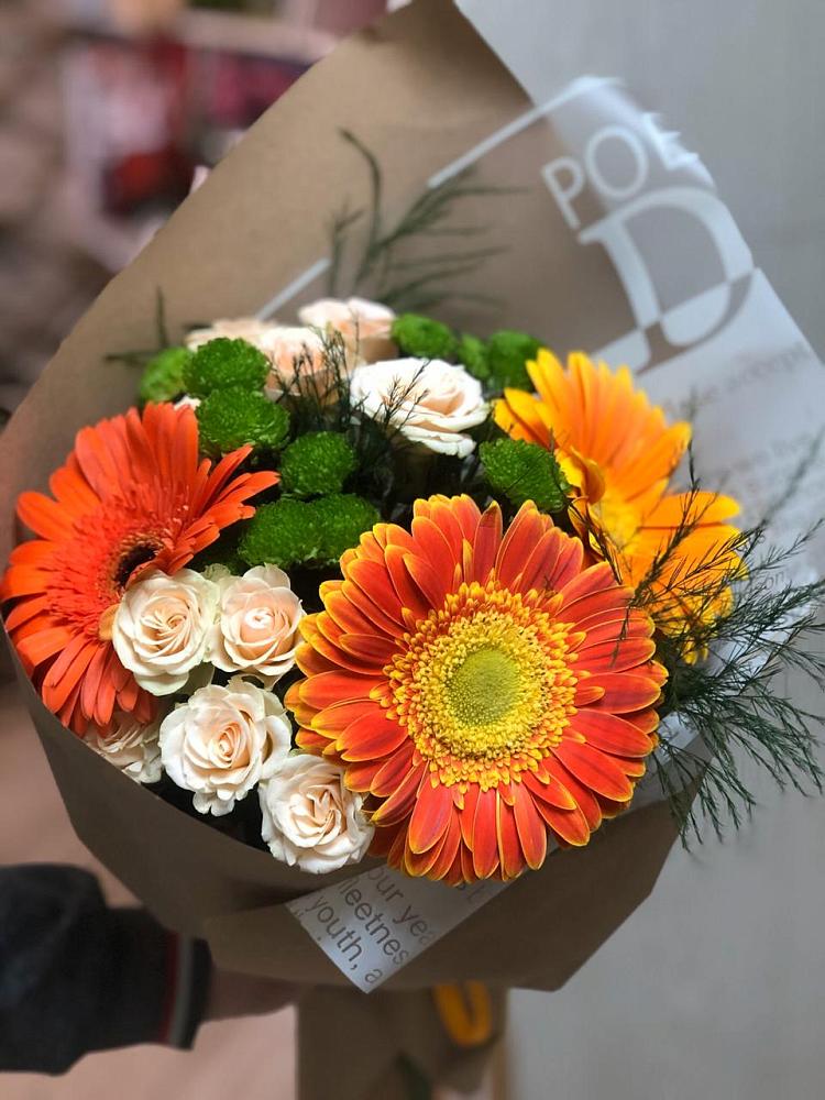 Букет цветов из: Герберы, Хризантемы и Розы в Жердевке