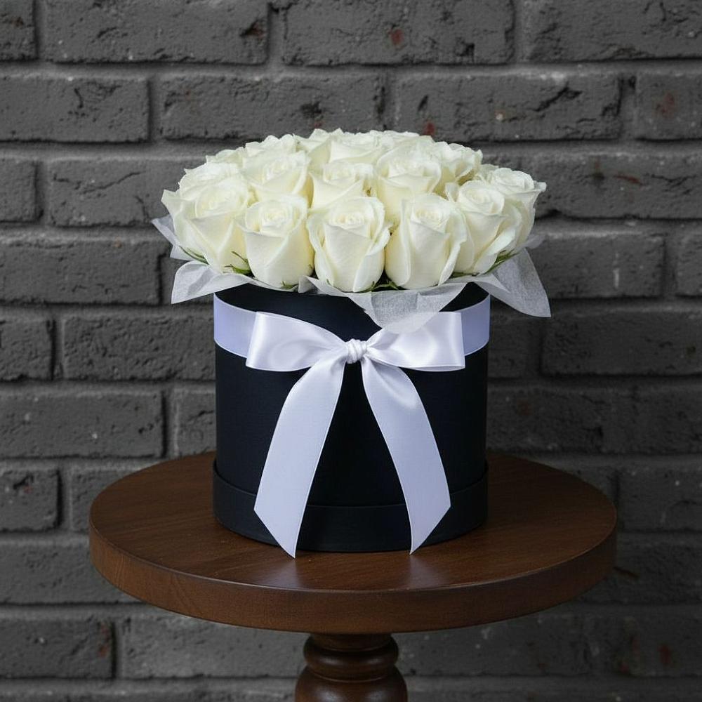 Цветочная композиция из Розы в шляпной коробке в Жердевке