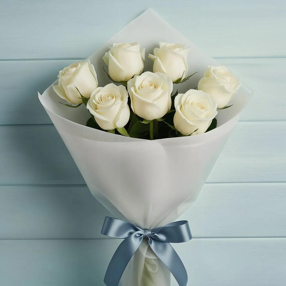 Букет 7 Белых роз Эдлесс Лав в Жердевке
