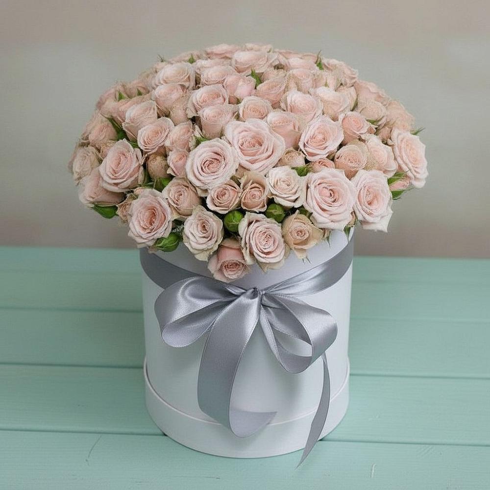 Цветочная композиция из Розы в шляпной коробке в Жердевке